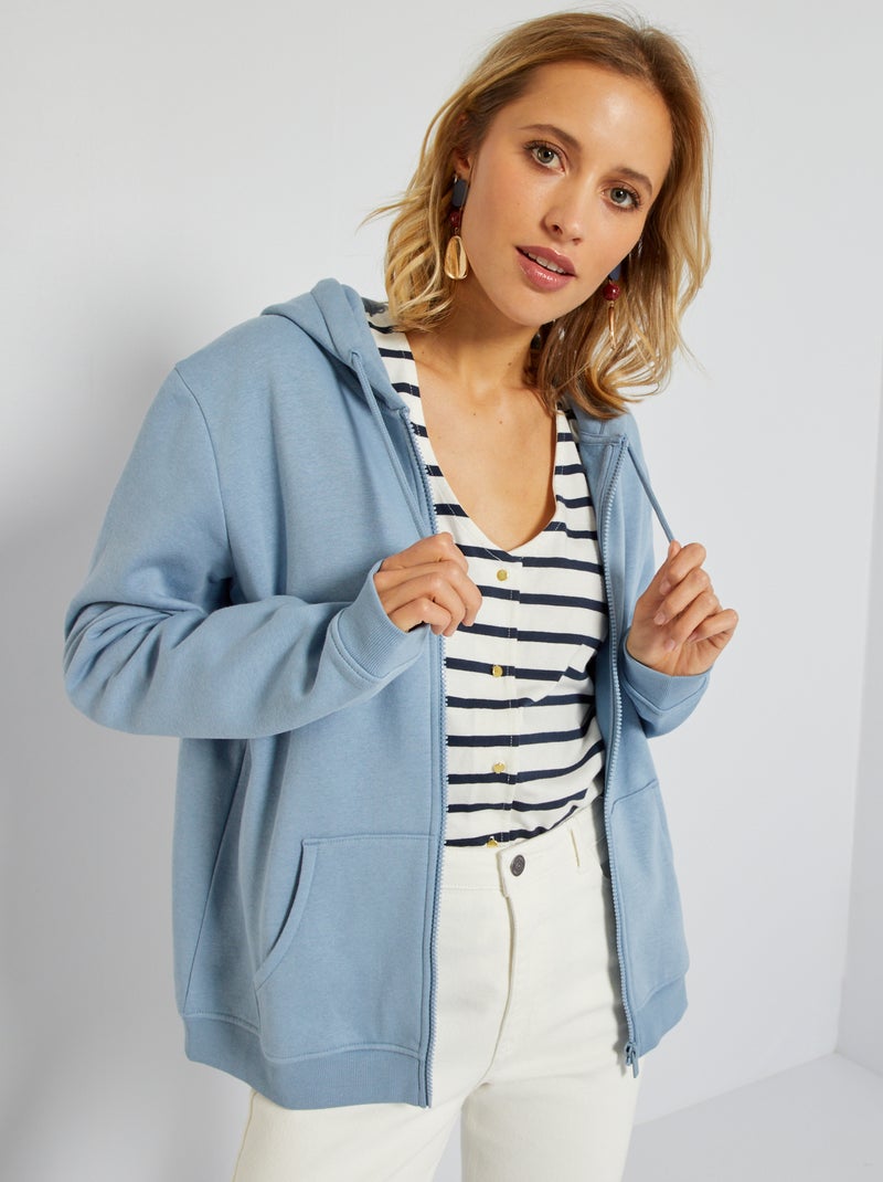 Sweat zippé à capuche Bleu - Kiabi