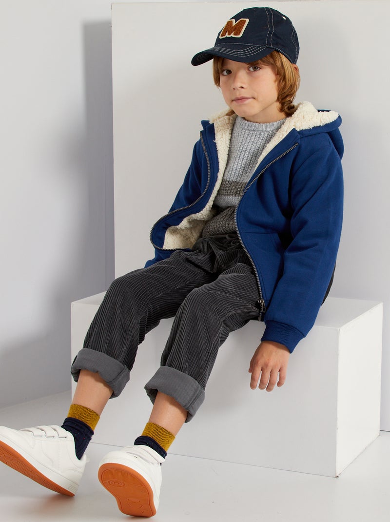 Sweat zippé à capuche bleu - Kiabi