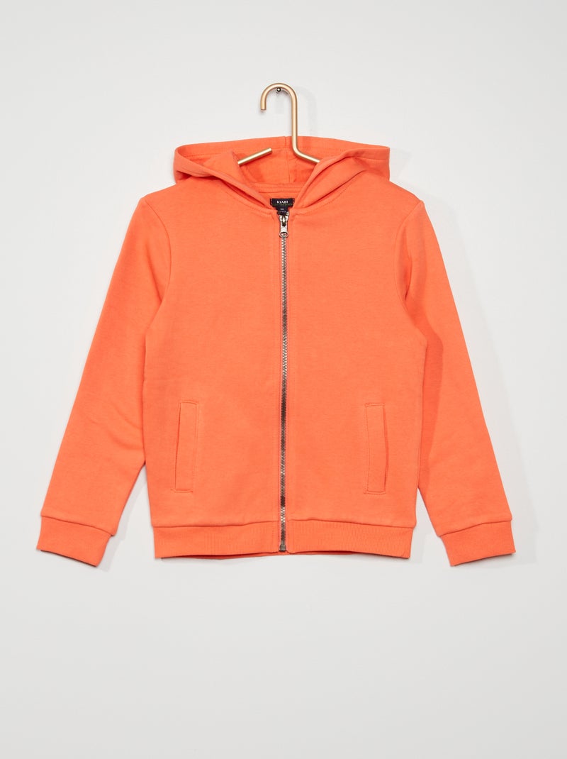 Sweat zippé à capuche corail - Kiabi