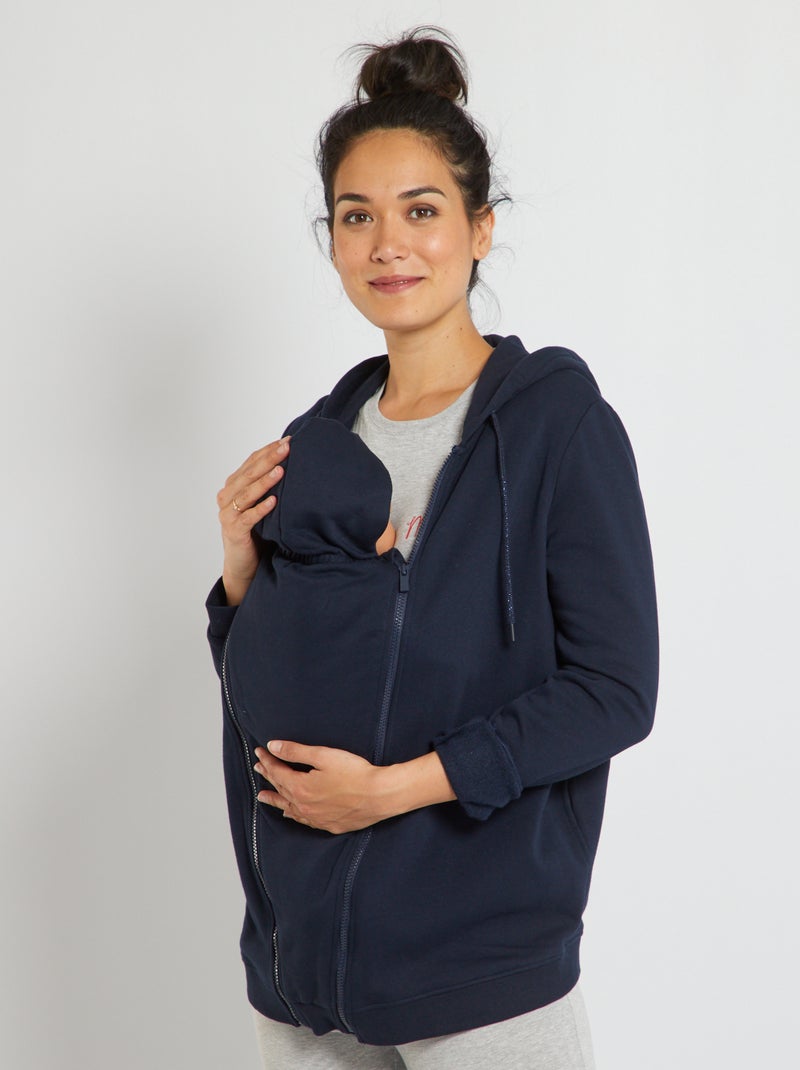 Sweat zippé à capuche d'allaitement bleu marine - Kiabi
