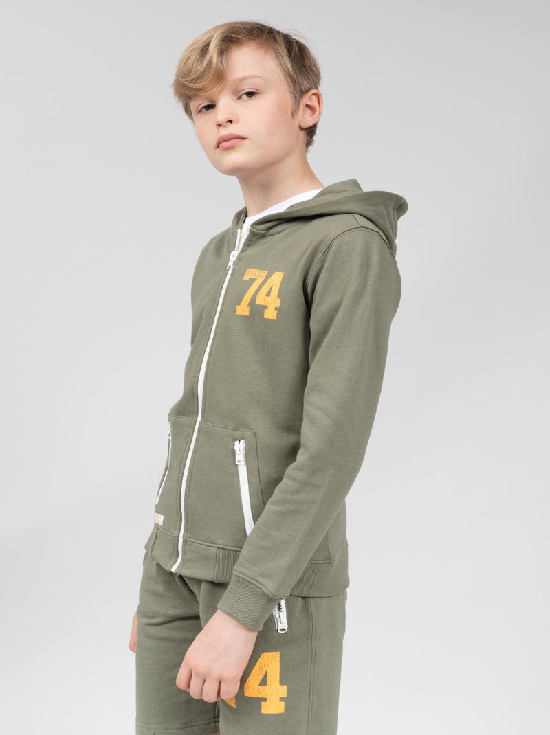 Sweat zippé à capuche 'Deeluxe' Kaki - Kiabi