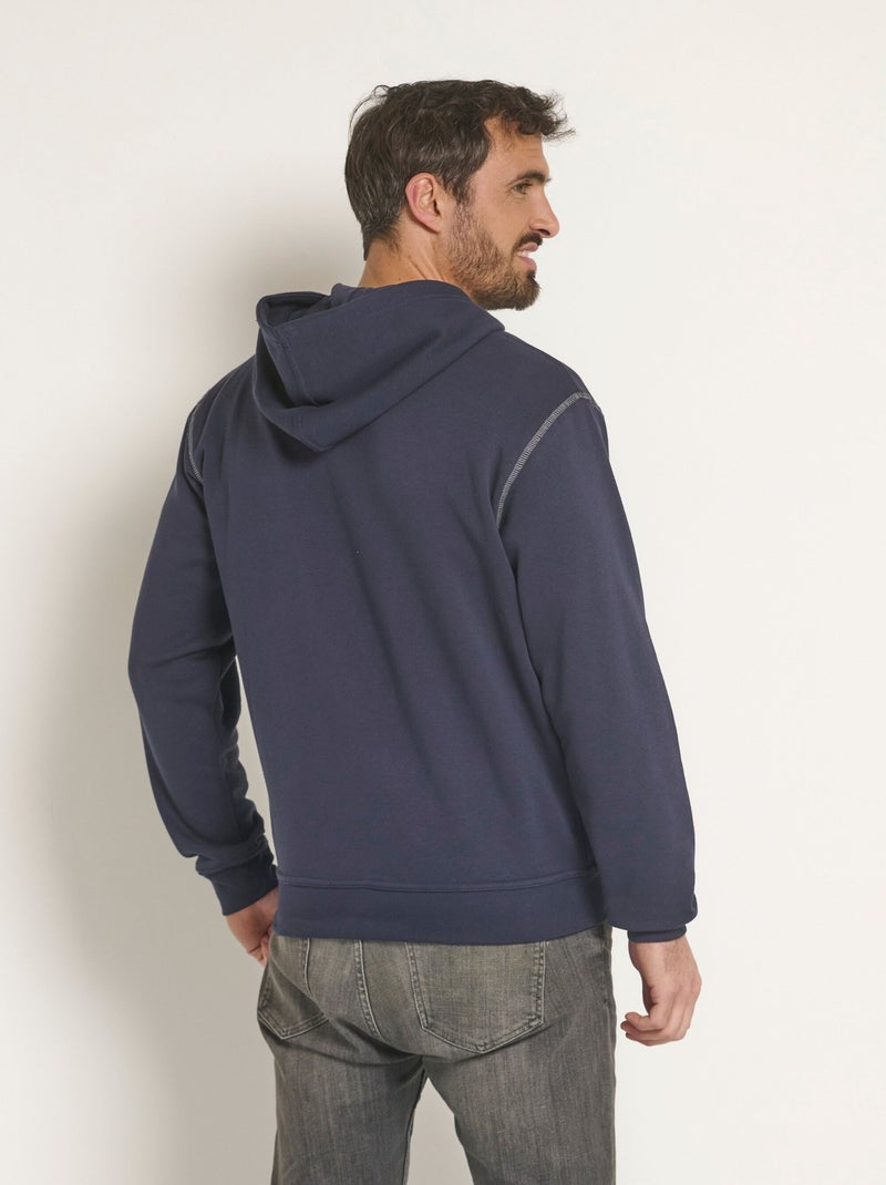 Sweat zippé à capuche détails contrastants Bleu marine - Kiabi