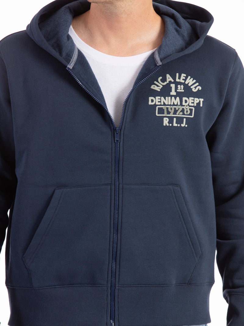 Sweat zippé à capuche DJANGO  'Rica Lewis' Bleu - Kiabi