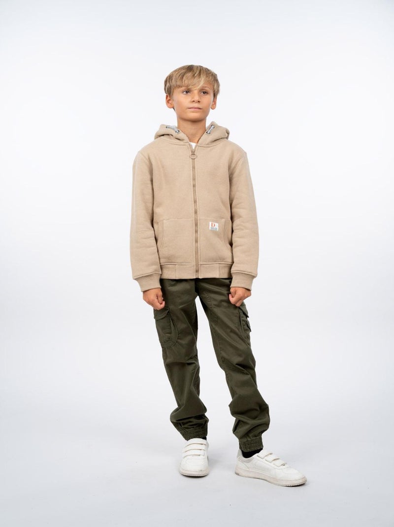 Sweat zippé à capuche doublé 'Deeluxe' Beige - Kiabi