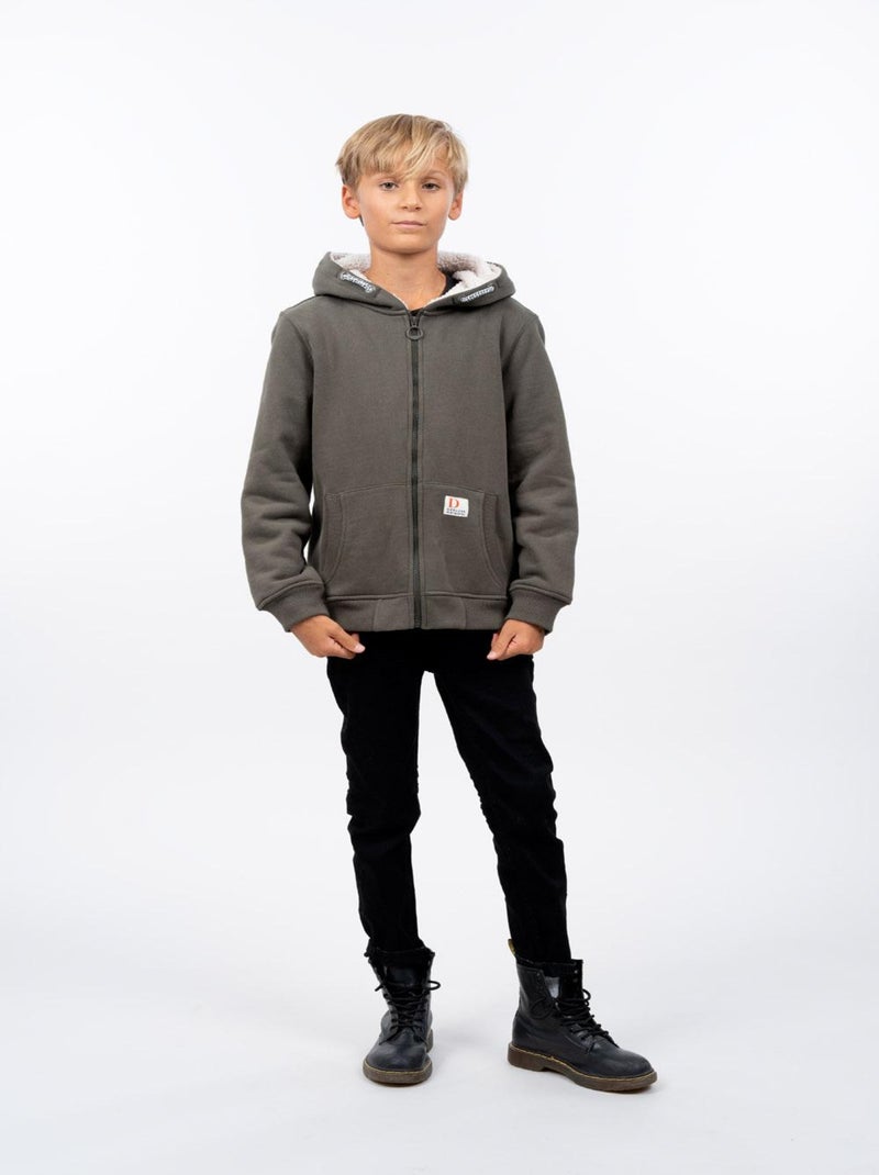 Sweat zippé à capuche doublé 'Deeluxe' Marron chocolat - Kiabi