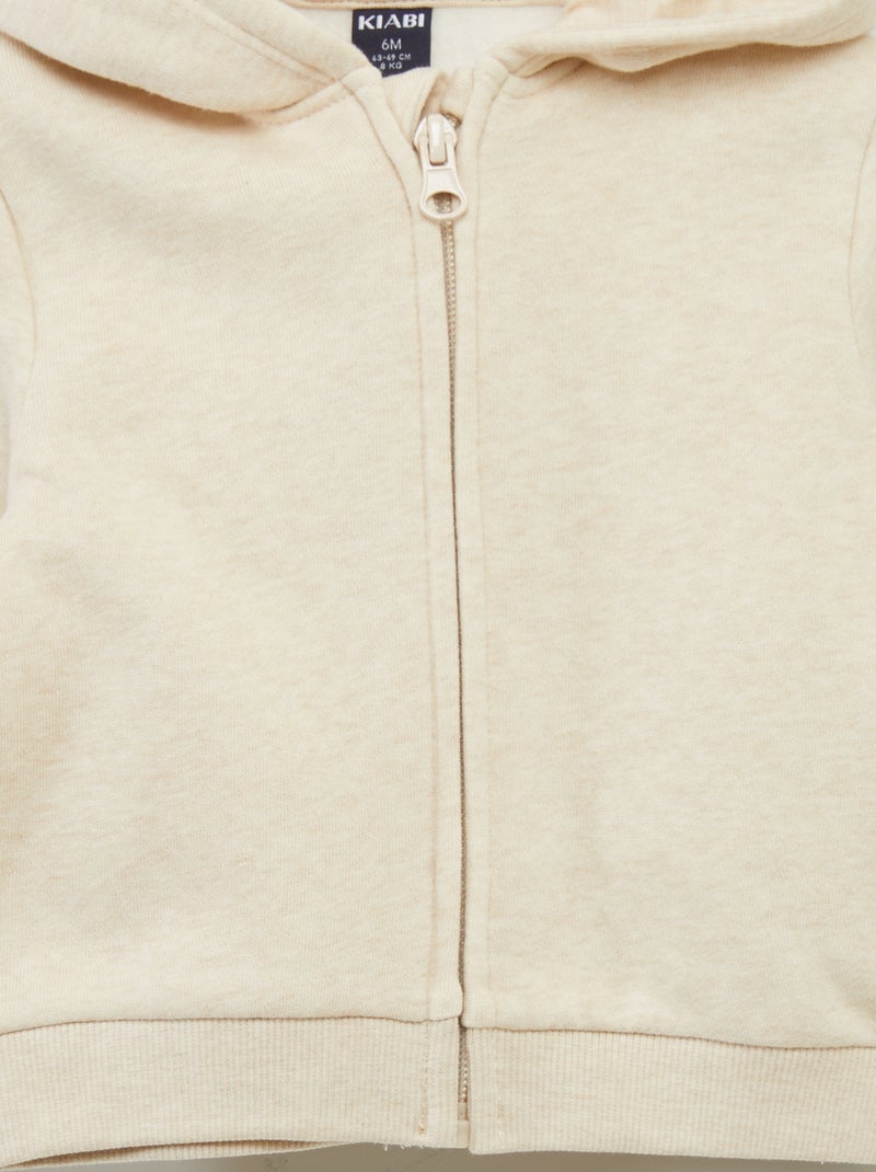 Sweat zippé à capuche Ecru - Kiabi