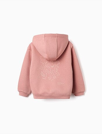 Sweat zippé à capuche en coton peigné avec imprimés floraux