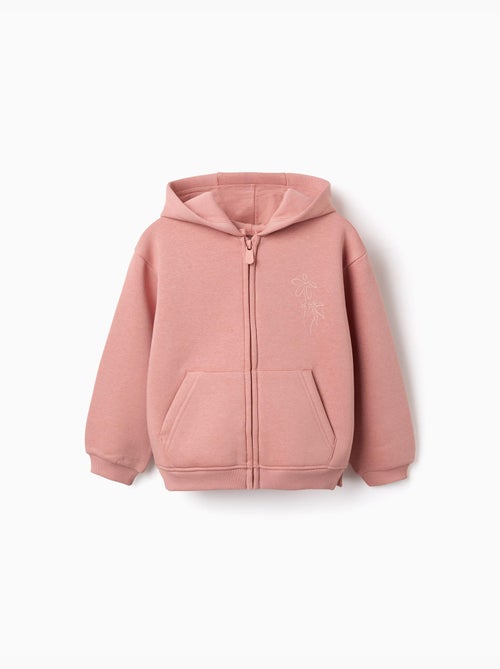 Sweat zippé à capuche en coton peigné avec imprimés floraux - Kiabi