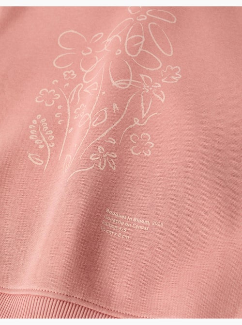 Sweat zippé à capuche en coton peigné avec imprimés floraux - Kiabi