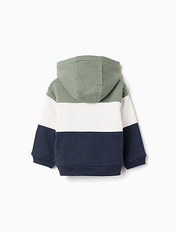 Sweat zippé à capuche en coton peigné