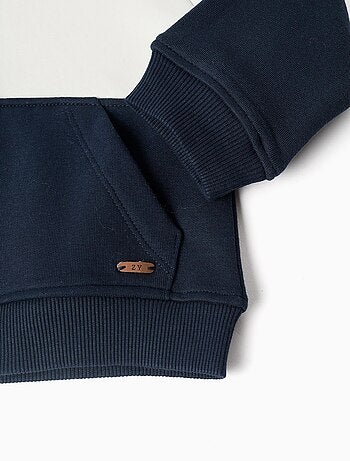 Sweat zippé à capuche en coton peigné