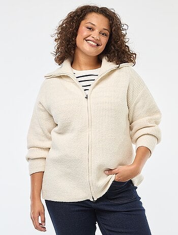 Sweat zippé à capuche en maille tricot
