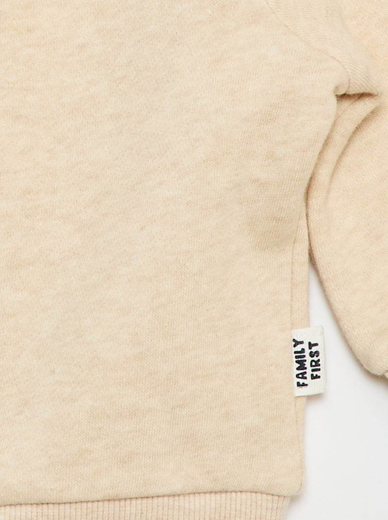 Sweat zippé à capuche en molleton gratté Beige - Kiabi