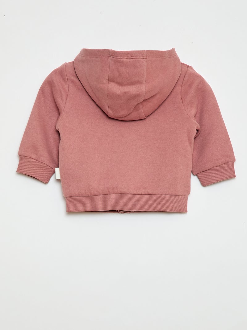 Sweat zippé à capuche en molleton gratté Rose - Kiabi