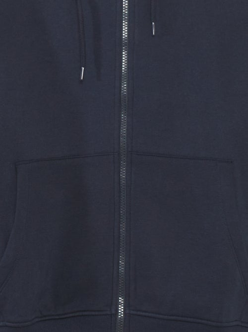 Sweat zippé à capuche en molleton uni - Kiabi