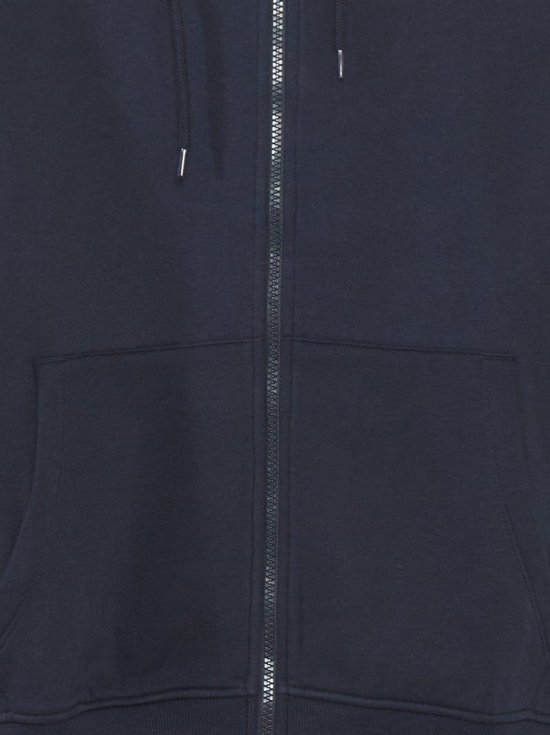 Sweat zippé à capuche en molleton uni Bleu marine - Kiabi