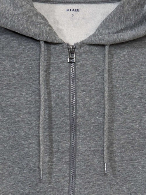 Sweat zippé à capuche en molleton uni - Kiabi