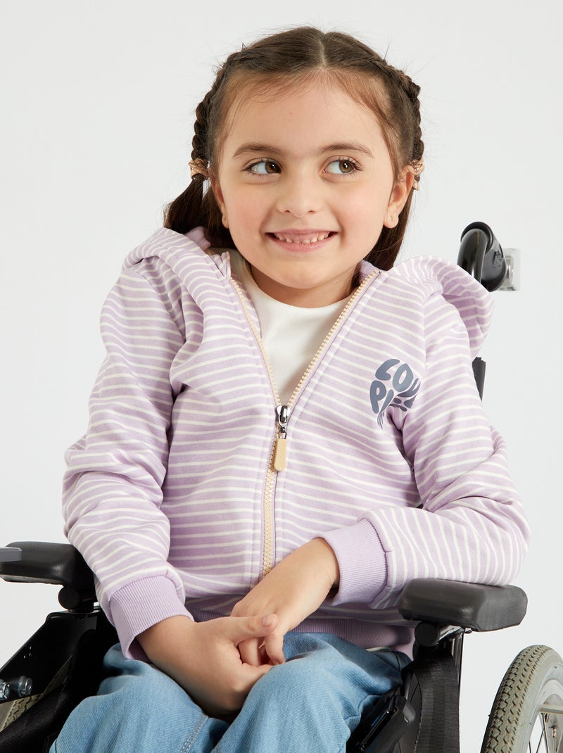 Sweat zippé à capuche en molleton Violet - Kiabi