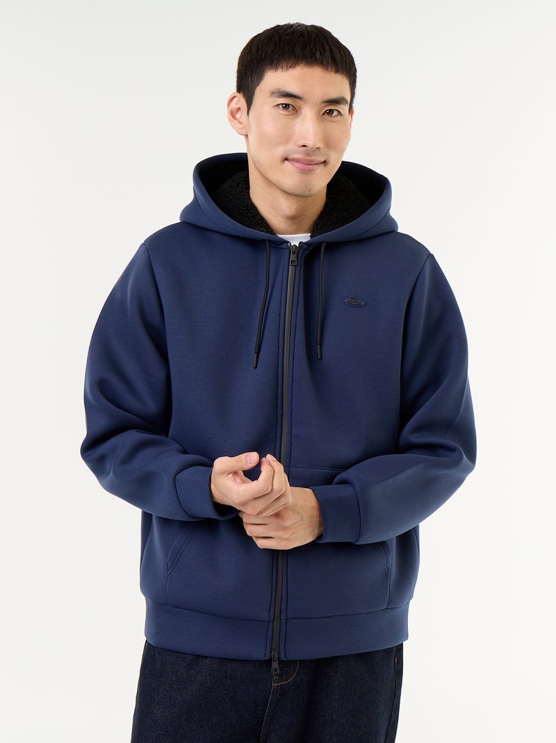 Sweat zippé à capuche en néoprène Bleu - Kiabi
