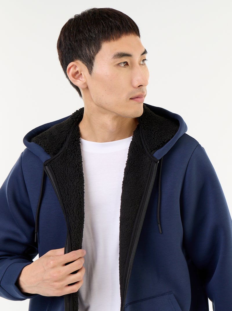 Sweat zippé à capuche en néoprène Bleu - Kiabi