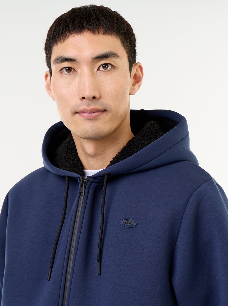 Sweat zippé à capuche en néoprène Bleu - Kiabi