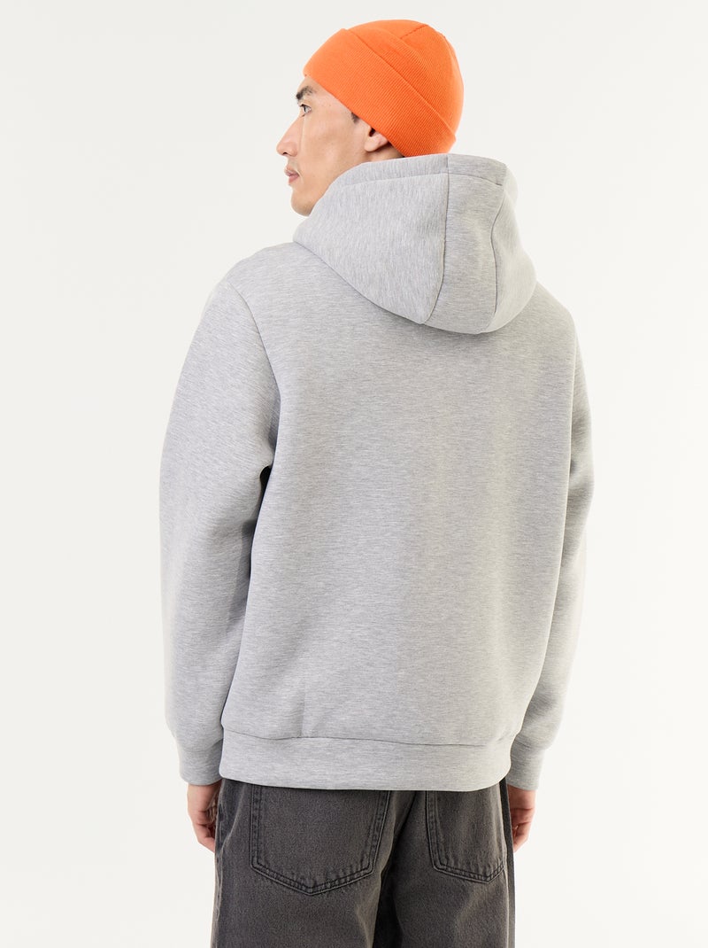 Sweat zippé à capuche en néoprène Gris - Kiabi