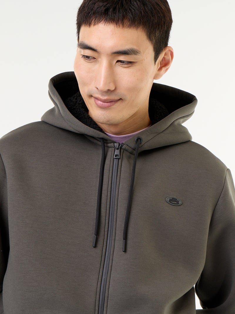 Sweat zippé à capuche en néoprène Kaki - Kiabi