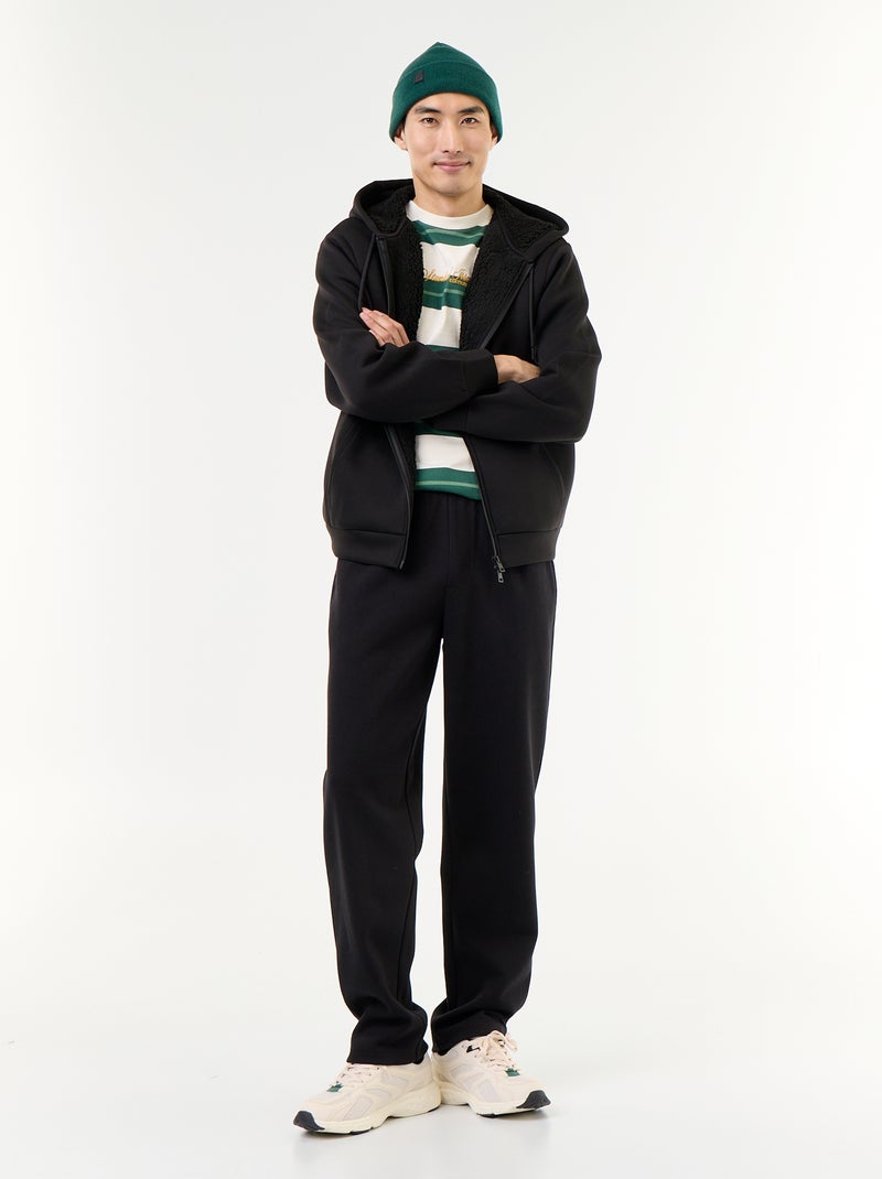Sweat zippé à capuche en néoprène Noir - Kiabi