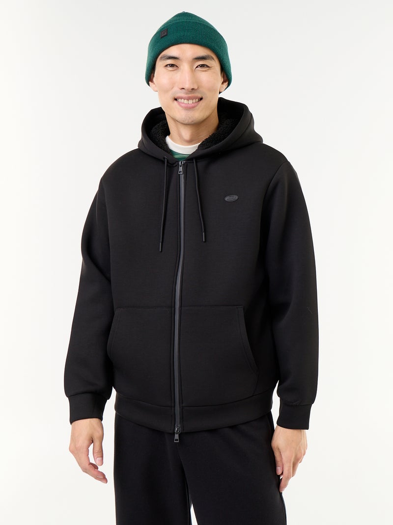 Sweat zippé à capuche en néoprène Noir - Kiabi