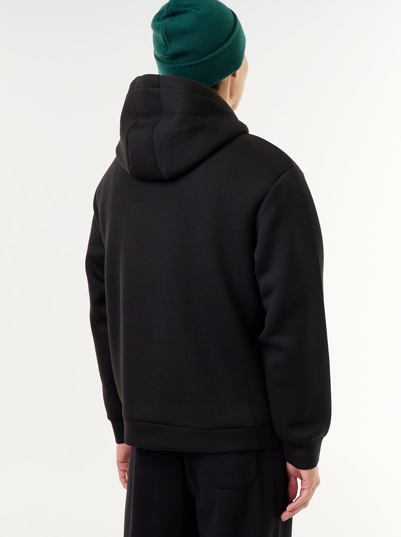 Sweat zippé à capuche en néoprène Noir - Kiabi