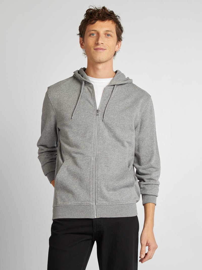 Sweat zippé à capuche Gris - Kiabi