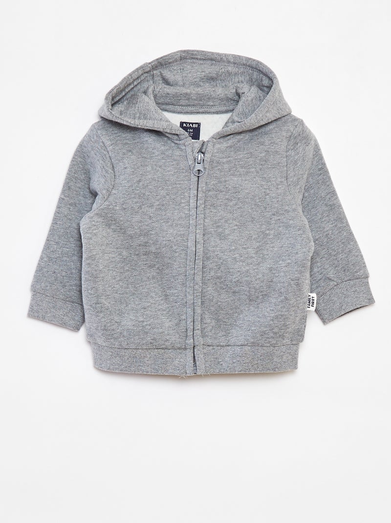 Sweat zippé à capuche Gris - Kiabi