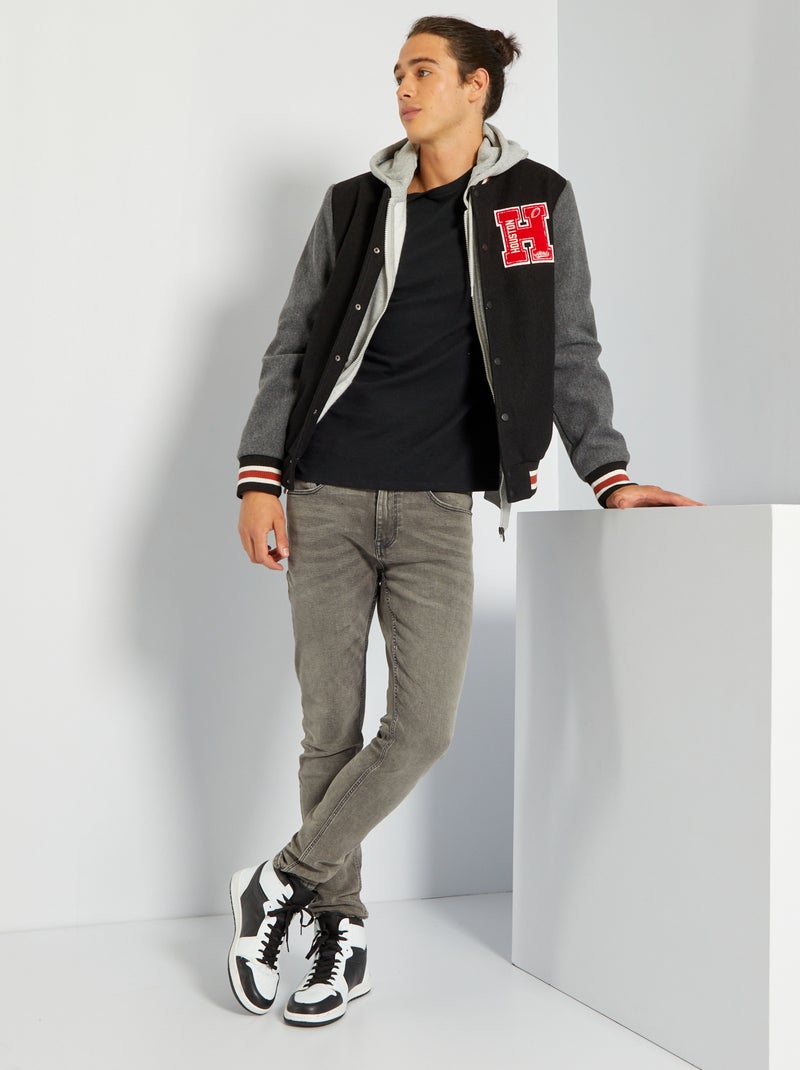 Sweat zippé à capuche gris chiné - Kiabi