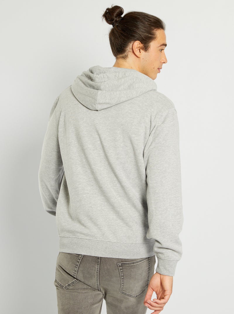 Sweat zippé à capuche gris chiné - Kiabi