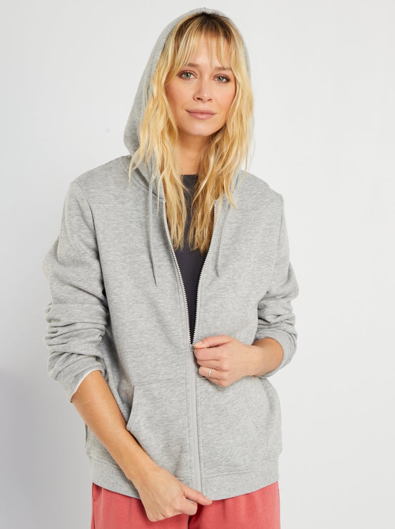 Sweat zippé à capuche Gris clair - Kiabi