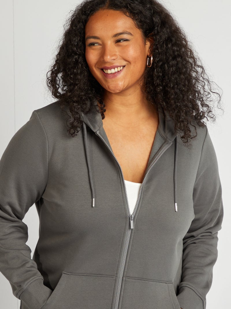 Sweat zippé à capuche Gris - Kiabi