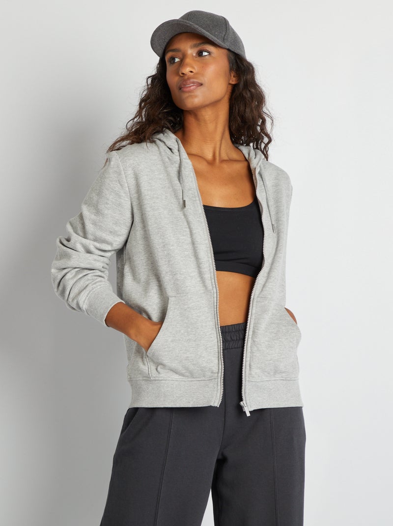 Sweat zippé à capuche Gris - Kiabi