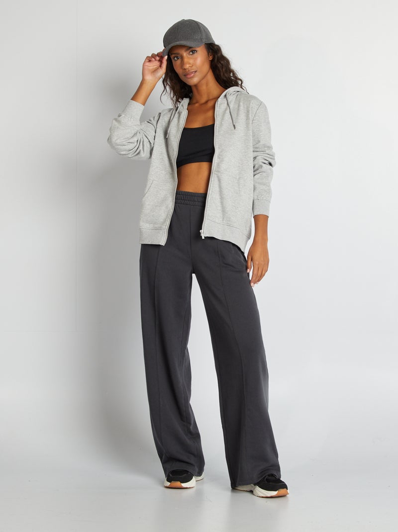 Sweat zippé à capuche Gris - Kiabi