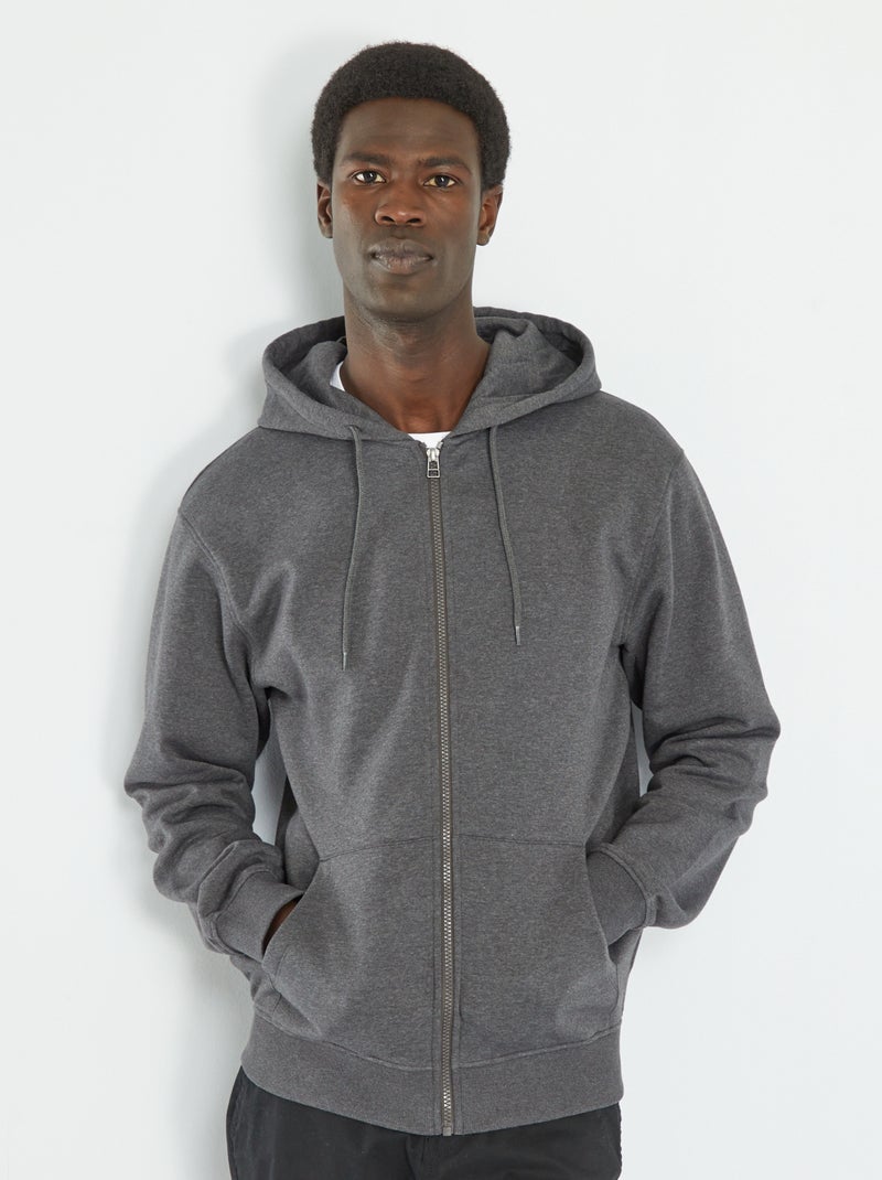 Sweat zippé à capuche Gris foncé - Kiabi