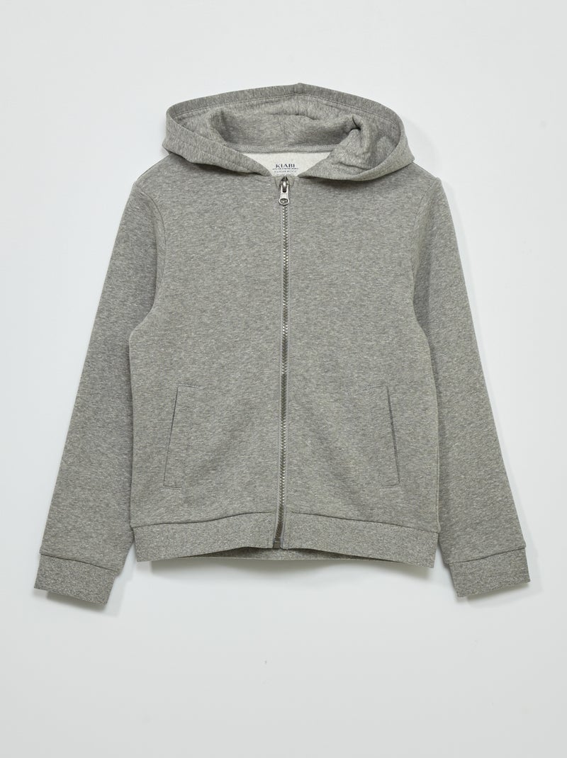 Sweat zippé à capuche gris - Kiabi