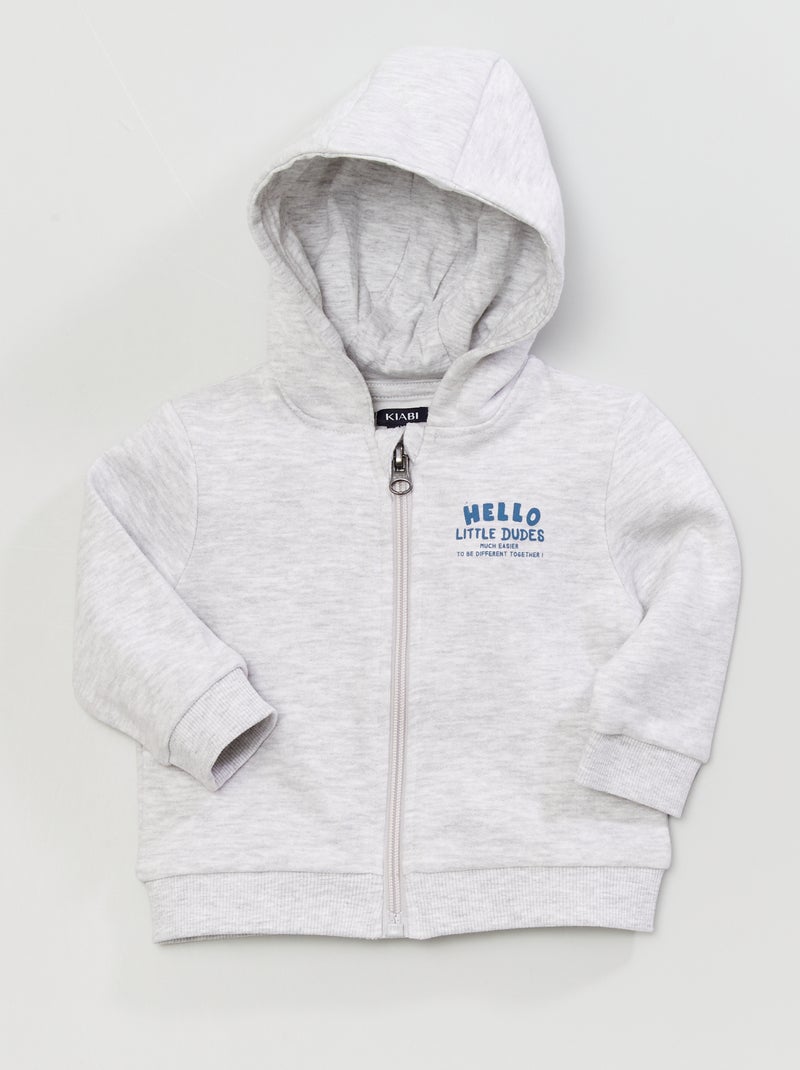 Sweat zippé à capuche gris - Kiabi