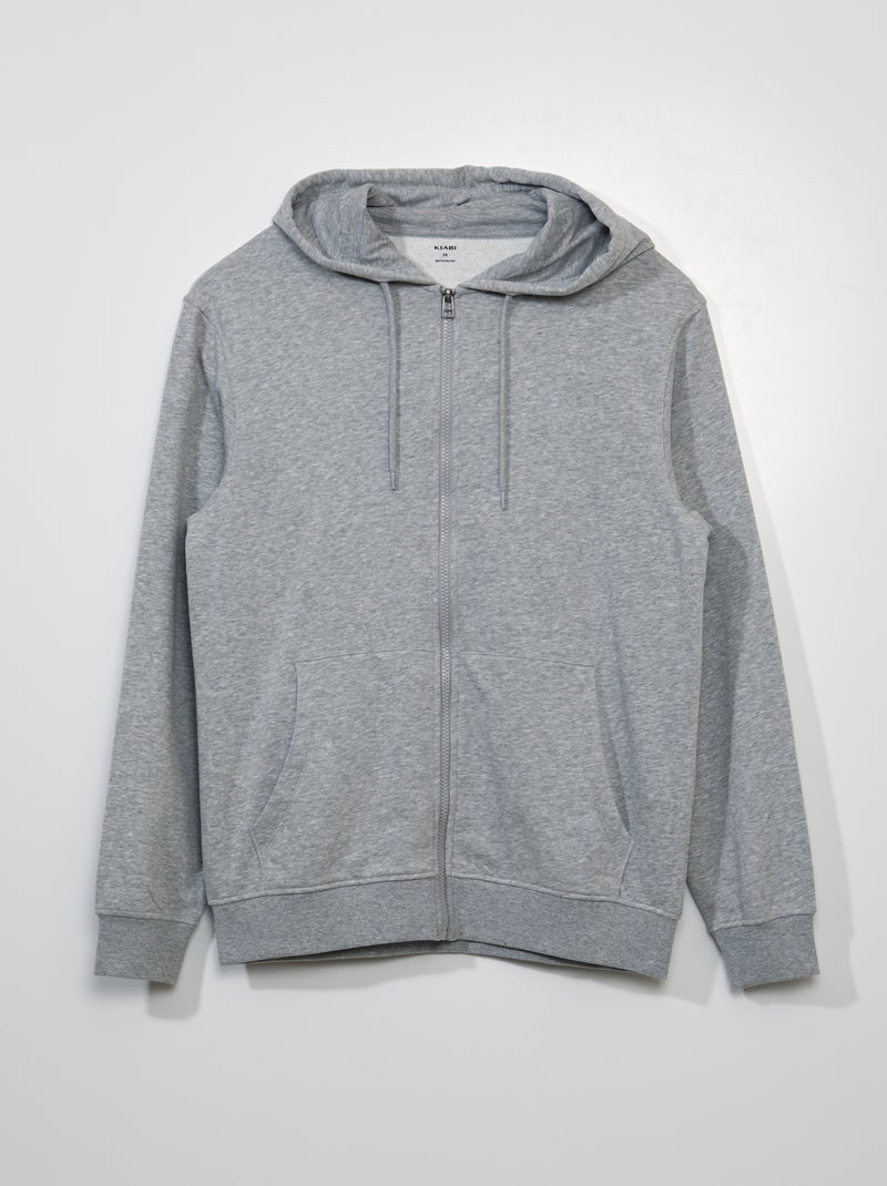 Sweat zippé à capuche Gris - Kiabi