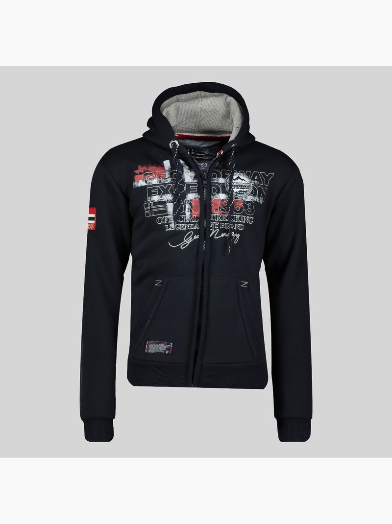 Sweat zippé à capuche gutta – geographical norway Bleu marine - Kiabi