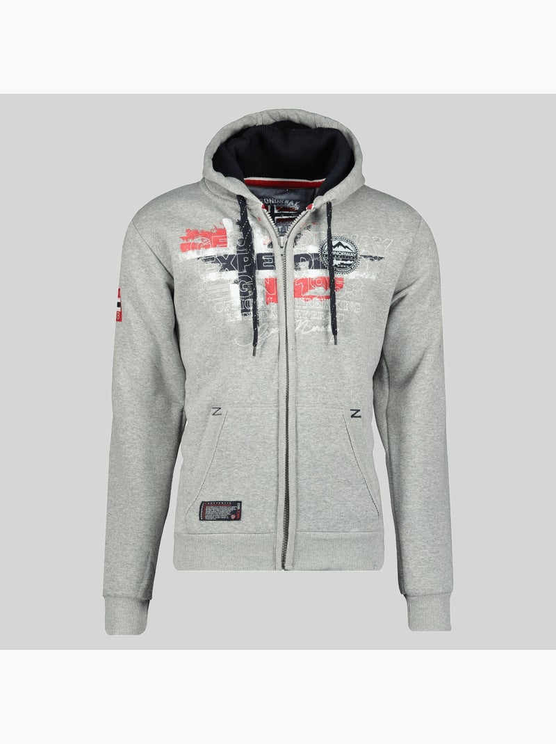 Sweat zippé à capuche gutta – geographical norway Gris clair - Kiabi