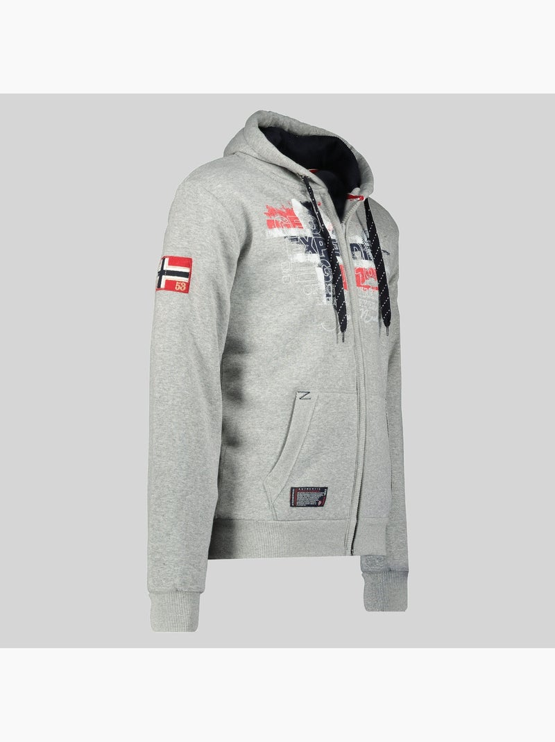 Sweat zippé à capuche gutta – geographical norway Gris clair - Kiabi