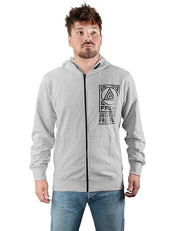 Sweat zippé à capuche homme en french terry imprimé poitrine liam freegun