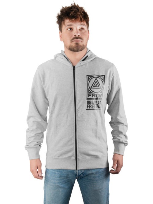 Sweat zippé à capuche homme en french terry imprimé poitrine liam freegun - Kiabi Sweat zippé à capuche homme en french terry imprimé poitrine liam freegun - Kiabi