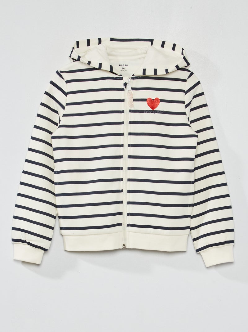 Sweat zippé à capuche imprimé Blanc - Kiabi
