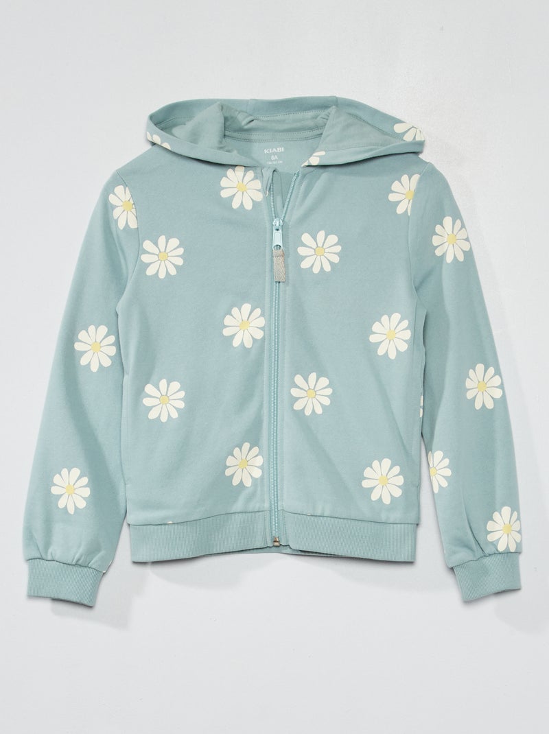 Sweat zippé à capuche imprimé Bleu - Kiabi