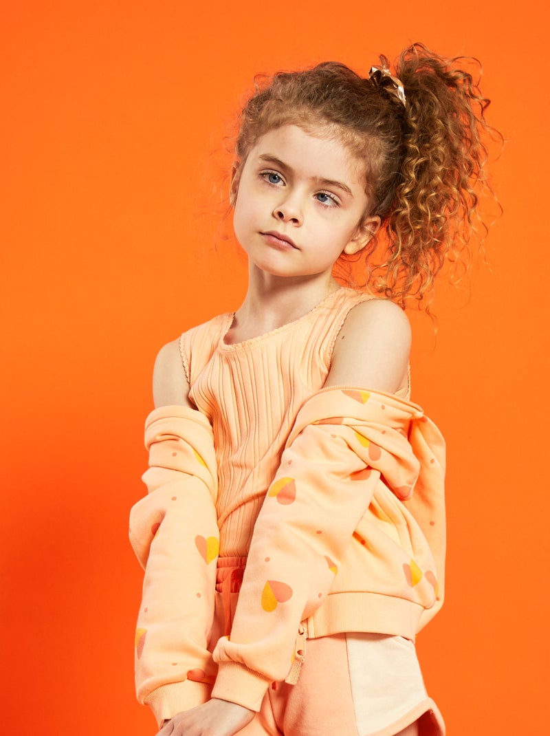 Sweat zippé à capuche imprimé Pêche - Kiabi
